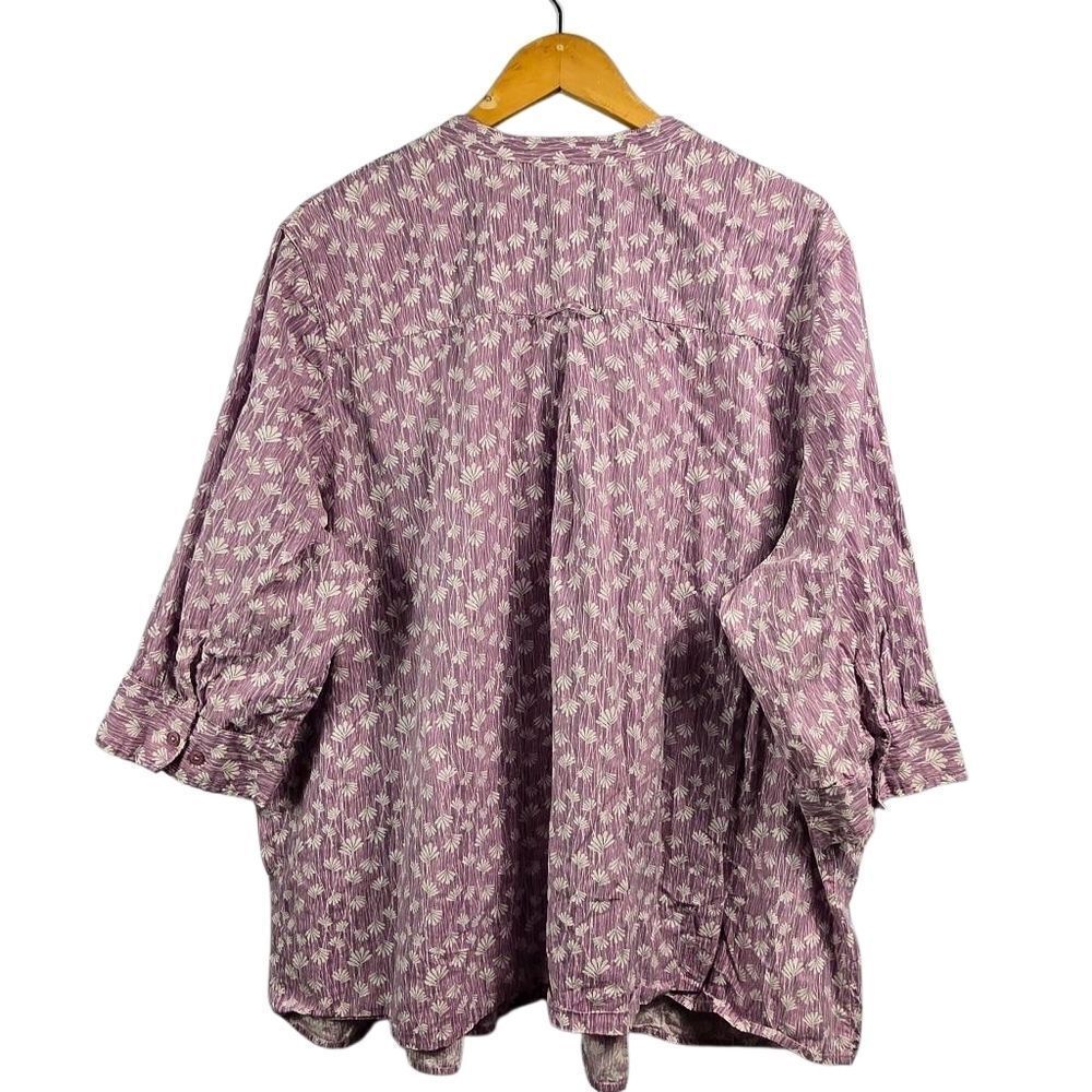 Scandia Woods Lavender Floral Cotton Top Plus Size Xxxl - Picture 2 of 14